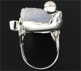 Кольцо с кварцевой друзой, жемчужиной, аметистом и сапфиром Серебро 925