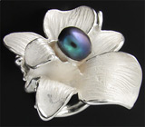 Кольцо-цветок с жемчужиной Серебро 925