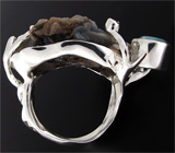 Кольцо с друзой агата, топазом и гранатами Серебро 925