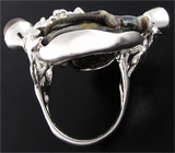 Кольцо с друзой агата, топазом, сапфирами и цветной жемчужиной Серебро 925