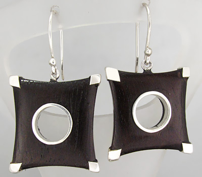 Серьги с черным деревом Sono