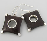 Серьги с черным деревом Sono Серебро 925