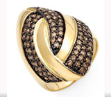 Роскошное кольцо с шоколадными бриллиантами Золото