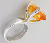 Высокое кольцо с золотистым цитрином и бриллиантами Серебро 925