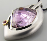 Кулон с аметистом авторской огранки и пурпурным сапфиром Серебро 925