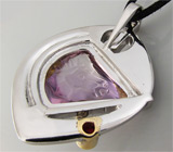 Кулон с аметистом авторской огранки и пурпурным сапфиром Серебро 925
