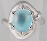 Кольцо с кабошоном светло-голубого топаза Серебро 925