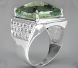 Перстень с крупным зеленым аметистом Серебро 925