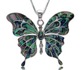 Крупный кулон «Butterfly» с радужным абалоном Серебро 925