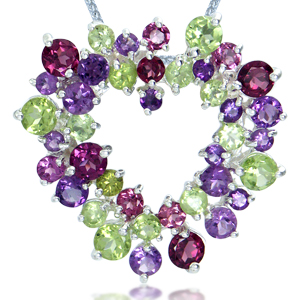 Кулон из коллекции "Carnival" с перидотами, аметистами и гранатами