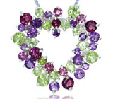 Кулон из коллекции "Carnival" с перидотами, аметистами и гранатами Серебро 925