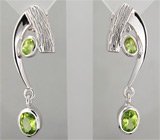 Стильные серьги с перидотами Серебро 925