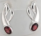 Серьги с родолитами гранатами Серебро 925