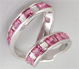 Кольцо-серпантин с розовыми сапфирами Серебро 925