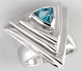 Кольцо с ярко-голубым топазом Серебро 925