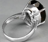 Высокое кольцо с дымчатым топазом и сапфирами Серебро 925