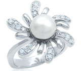 Кольцо с белой жемчужиной Серебро 925