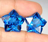 Пара голубых топазов-звезд 33,85 карат 