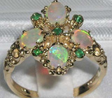 Викторианское кольцо с драгоценными опалами и изумрудами Серебро 925