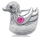 Миниатюра "Утка" с кубиком циркония  Серебро 925
