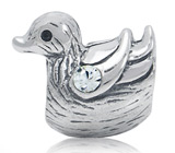 Миниатюра "Утка" с кубиком циркония Серебро 925