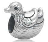 Миниатюра "Утка" с кубиком циркония Серебро 925