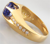 Кольцо с чистейшим танзанитом и бриллиантами Золото