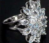 Изящное кольцо с нежно-голубыми топазами Серебро 925