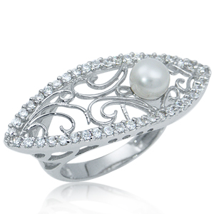 Ажурное кольцо с жемчужиной