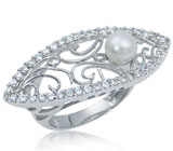 Ажурное кольцо с жемчужиной Серебро 925