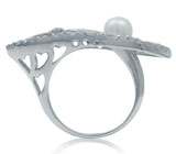 Ажурное кольцо с жемчужиной Серебро 925