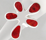 Оригинальное кольцо с кораллами Серебро 925