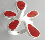 Оригинальное кольцо с кораллами Серебро 925