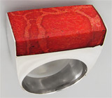 Стильное кольцо с кораллом Серебро 925