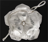 Крупный кулон-цветок из текстурного серебра Серебро 925