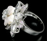 Великолепное кольцо-цветок с перламутром Серебро 925