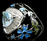 Эффектное кольцо с голубым топазом Серебро 925