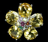 Кольцо-цветок с золотистыми цитринами Серебро 925
