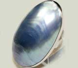 Крупное кольцо cо "стальной" жемчужиной Mabe Серебро 925