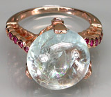 Кольцо из коллекции "Mia" с аквамарином-кабошоном и пурпурными сапфирами Серебро 925
