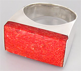 Стильное кольцо с кораллом Серебро 925