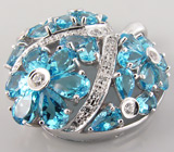 Кулон-сердце из коллекции "Sunshine" с  голубыми топазами Серебро 925