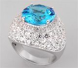 Массивное кольцо из коллекции «Sunshine» с голубым топазом Серебро 925