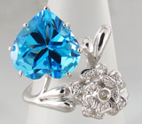 Кольцо из коллекции "Sunshine" с голубыми топазами Серебро 925