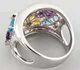 Кольцо из коллекции "Sunshine" с аметистами, цитринами, голубыми топазами Серебро 925