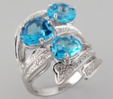 Кольцо из коллекции "Sunshine" с голубыми топазами Серебро 925