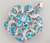 Кулон из коллекции "Sunshine" с голубыми топазами Серебро 925