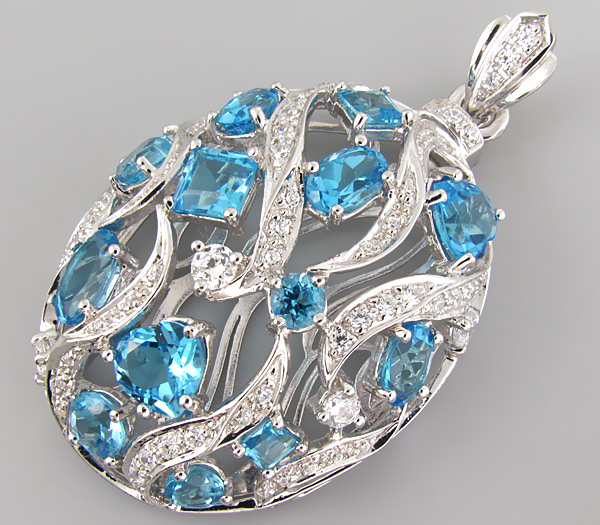 Кулон из коллекции "Sunshine" с голубыми топазами