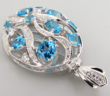 Кулон из коллекции "Sunshine" с голубыми топазами Серебро 925