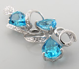 Кулон из коллекции "Sunshine" с голубыми топазами Серебро 925